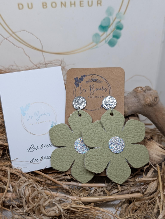 Boucles d'oreilles Ginette pistache gi018