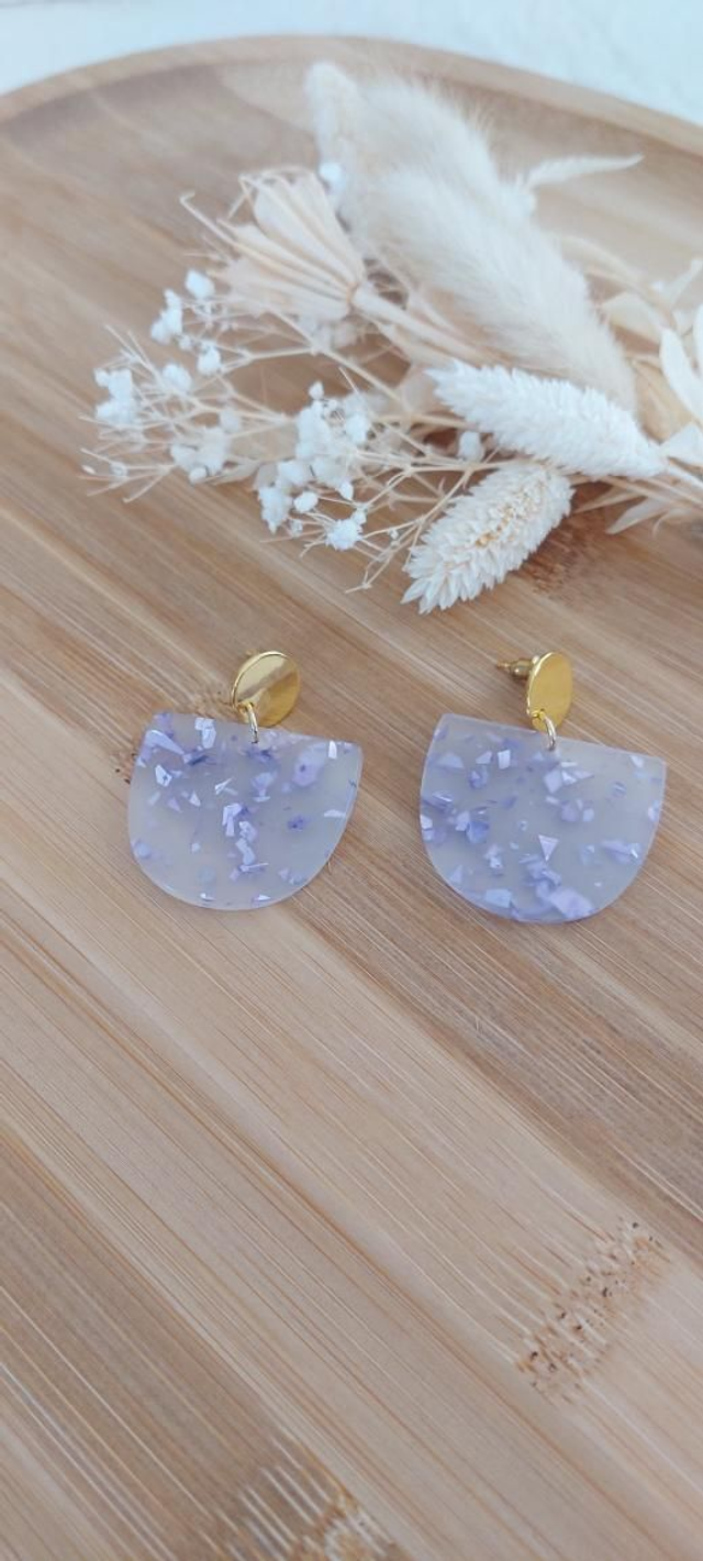 Boucles d'oreilles Gloria (paillettes mauves)