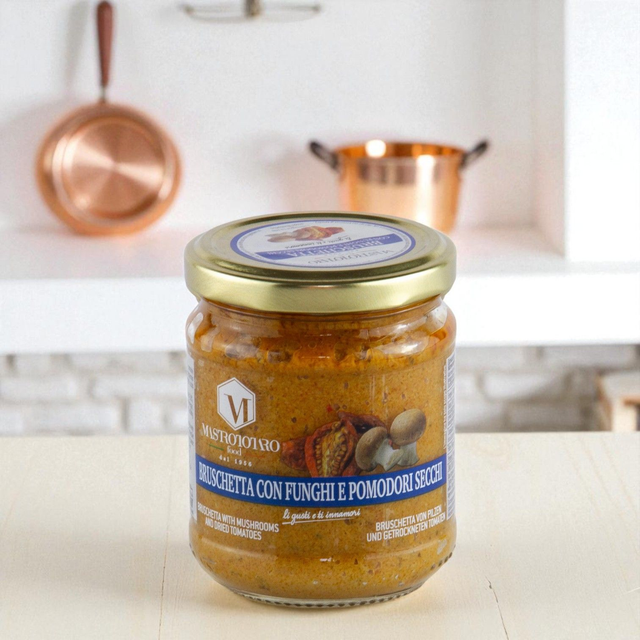 Bruschetta con funghi e pomodori secchi - 180gr - Mastrototaro Food