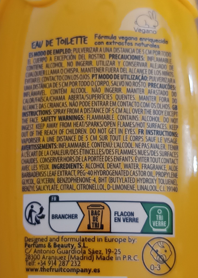 The Fruit Company " Eau de toilette Mangue "