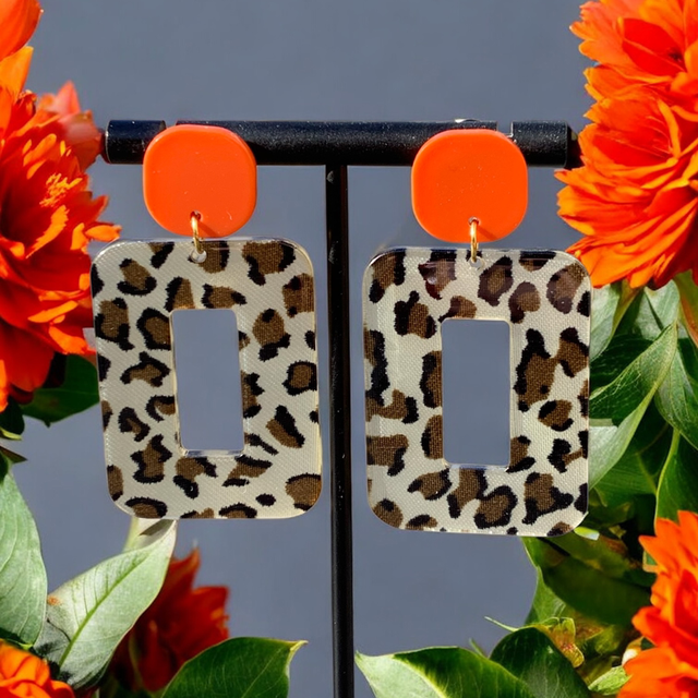 LOUISON Rectangle Léopard orange 