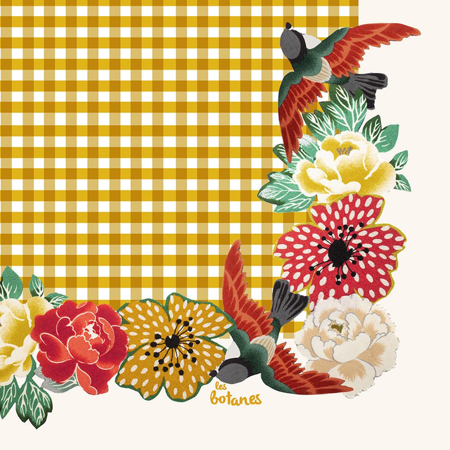 Torchon - Coton et Lin - Rouge vichy Jaune