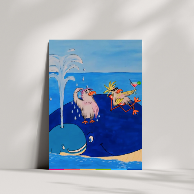 Wasvissen en meeuwen | Ansichtkaart A6