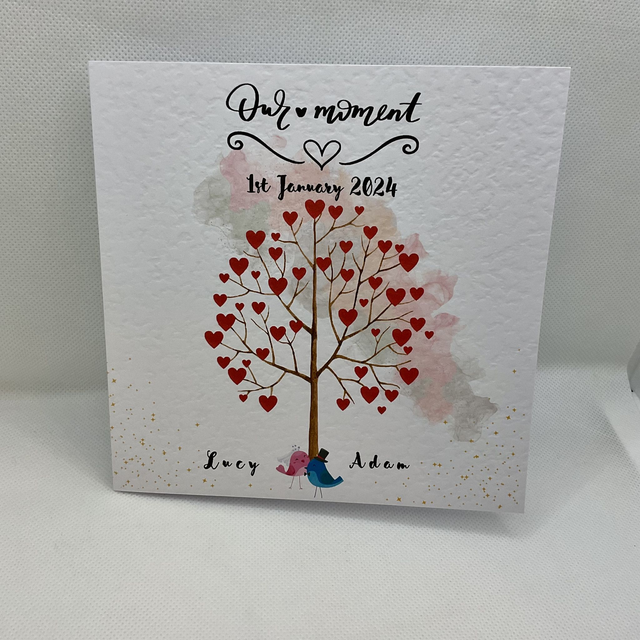 Personalised Wedding and engagement  card with couple’s name. Mr &amp; Mrs bird design. Matching items available. 