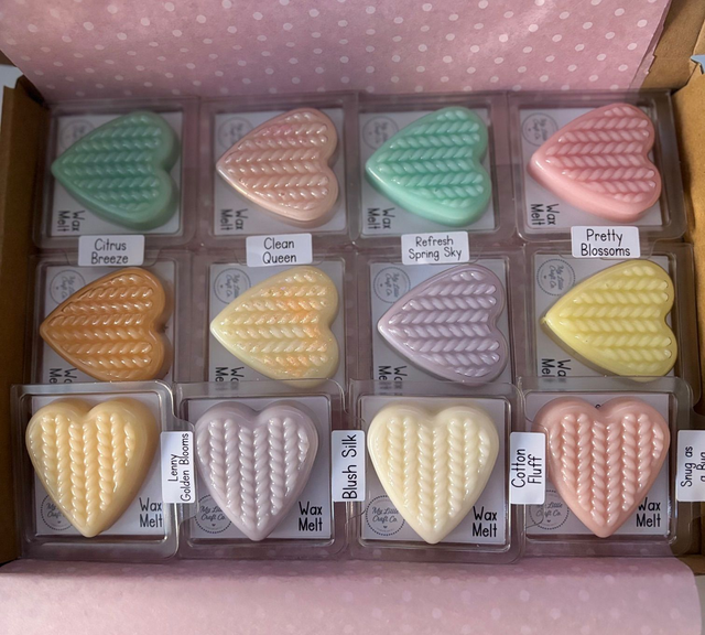 Box of 12 Wool Heart Wax Melts