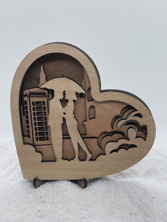 Coeur couple 3d 4 couches Londres et parapluie