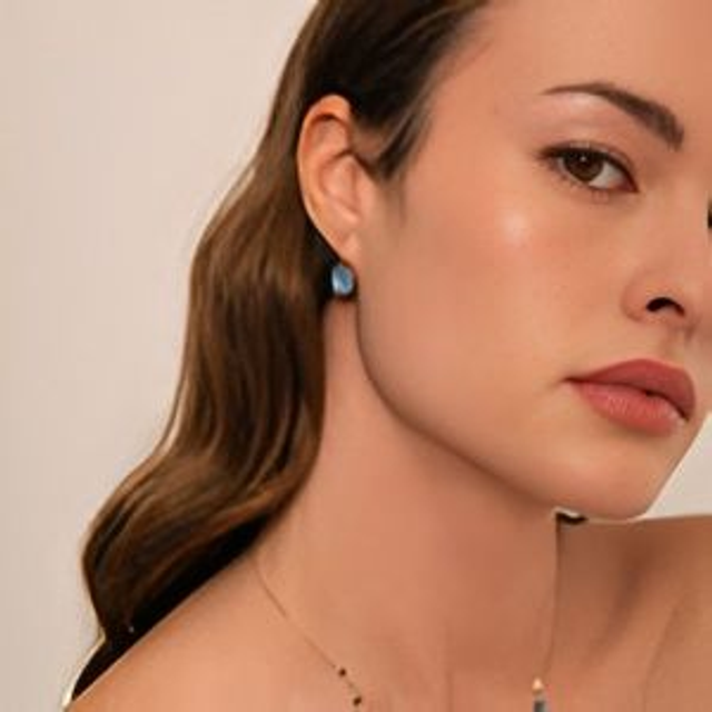 Boucles Dormeuses en acier doré & Cristal Swarovski | JET