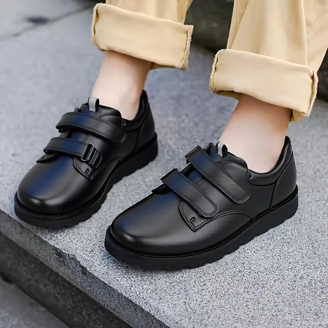 Boys' Classic Black Faux Leather Dress Shoes