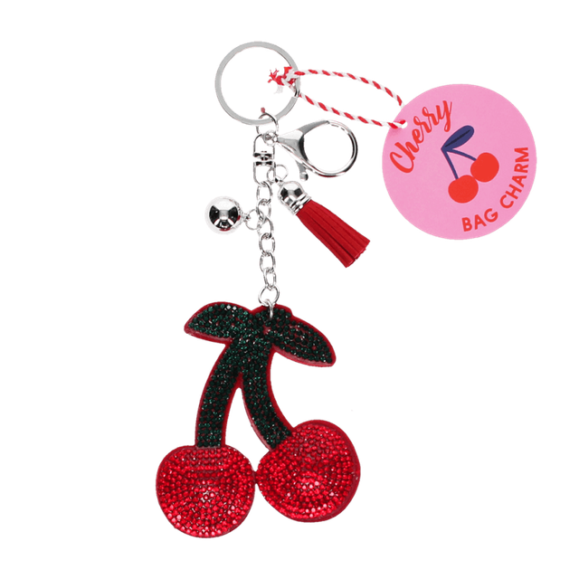 Sparkly Cherry Keyring Bag Charm