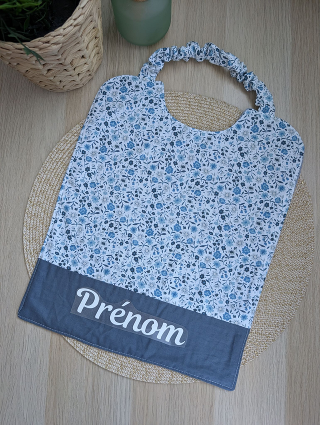 Serviette de cantine enfant fleurie bleue