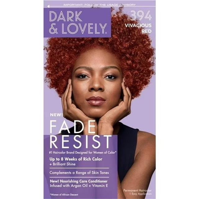  Dark & Lovely Fade Resist Permanent Hair Color -(394 Vivacious Red)