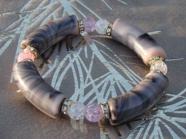 Bracelet perles tubes Arya marbré Gulaabee