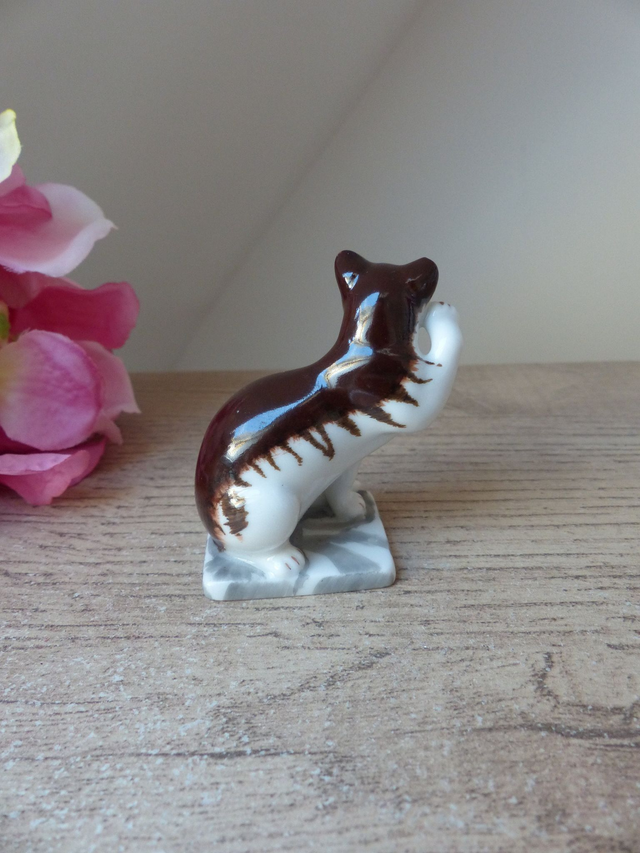 Figurine Miniature Chat en Céramique Collection Franklin Mint Vintage 1988, figurine Chat Style Allemand