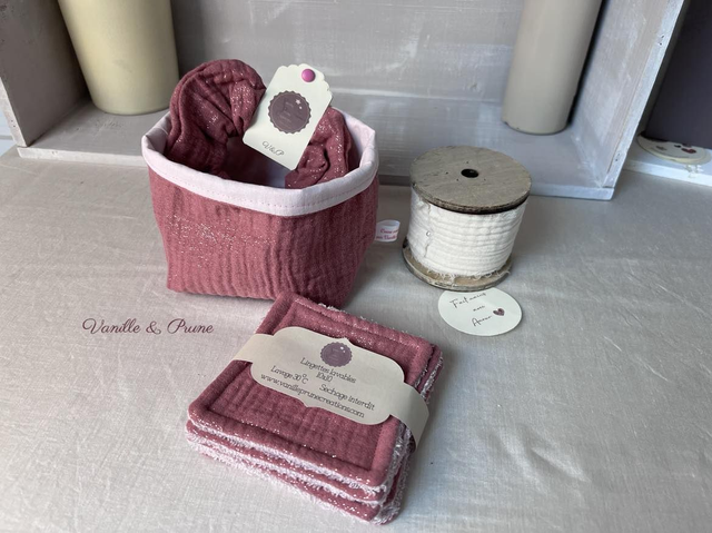 Assortiment douceur lingettes lavables, panier assorti et son chouchou