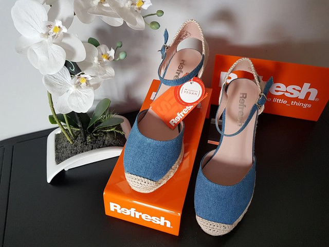 Espadrilles compensées Refresh bleu Navy