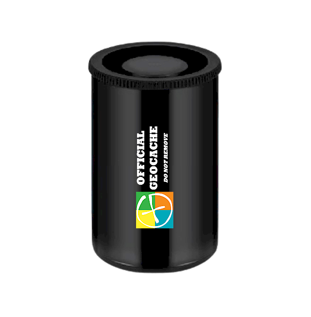 Cache "film canister" noir avec marquage officiel