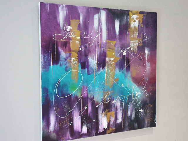 Art contemporain tableau peinture acrylique sur toile œuvre originale 80 x 80