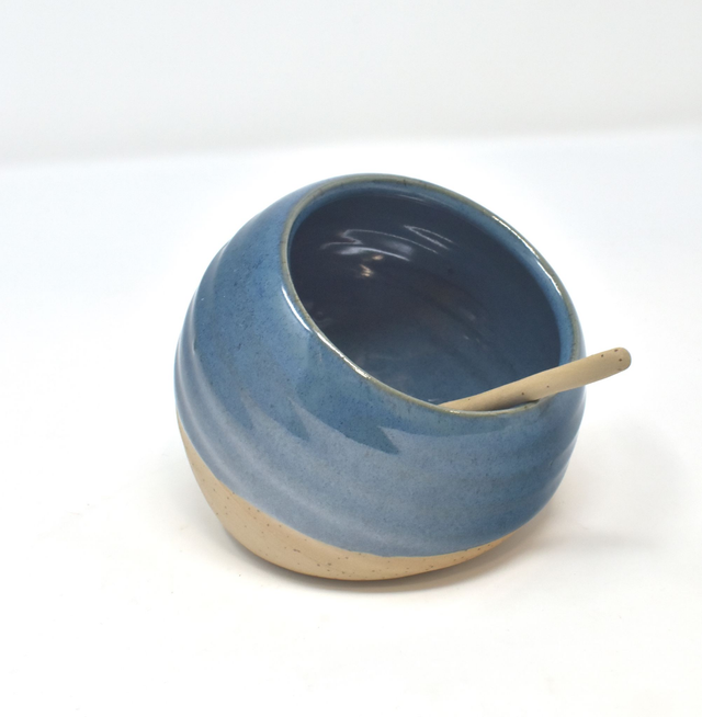 Salt Pig and Spoon Speckled Deep Blue