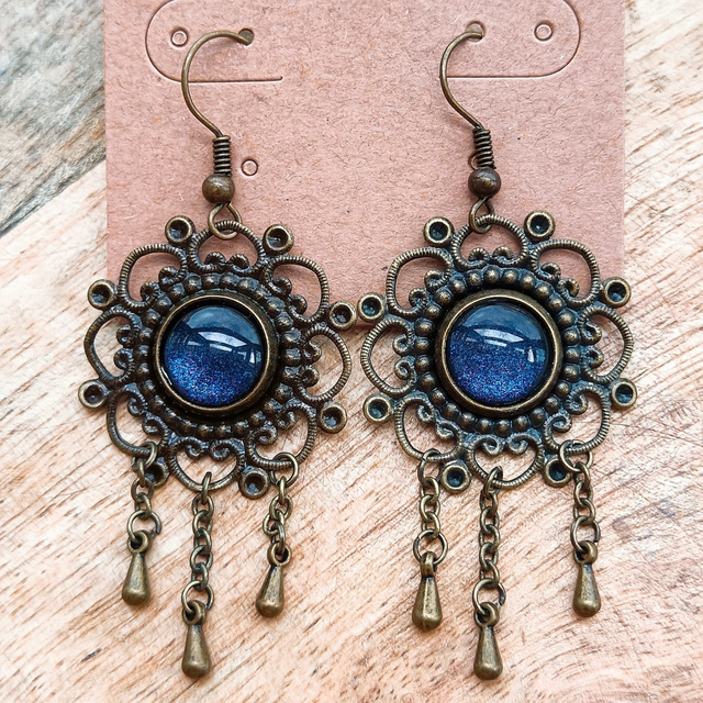Boucles d'oreilles IRMA bleu nuit