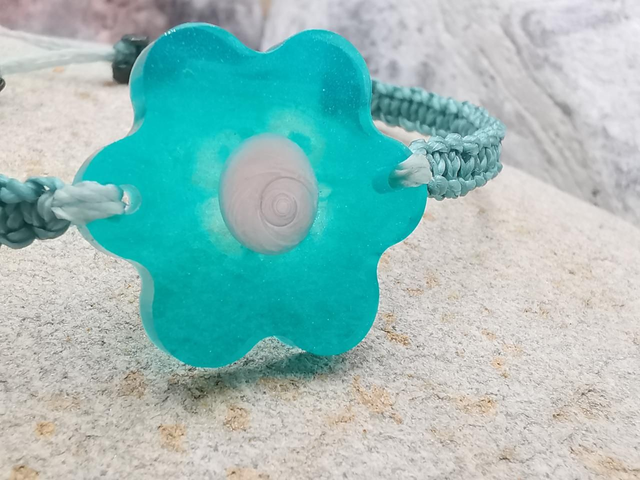 BCO-028 Bracelet fleur bleue turquoise 
