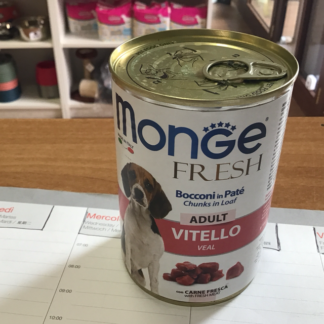 MONGE FRESCH DOG ADULT BOCCONI IN PATE’ VITELLO 400GR 8009470014458