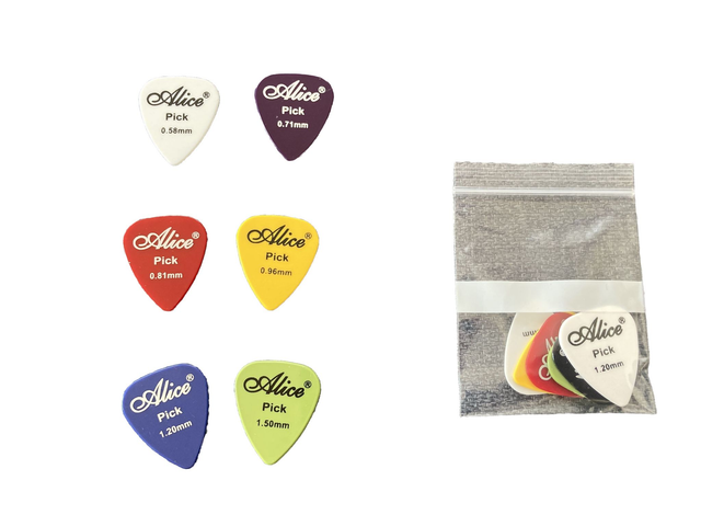 Set à 6 Stück Alice Rockplektrum (in verschiedenen Stärken und Farben) 