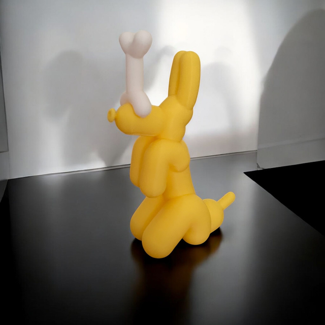 Figurine 3D Chien Ballon Assis avec Os - Une déco fun et originale ! 