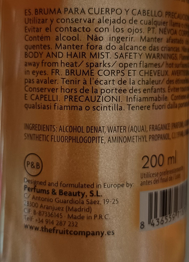 The Fruit Company " Brume scintillante corps et cheveux Aloha it's friday "