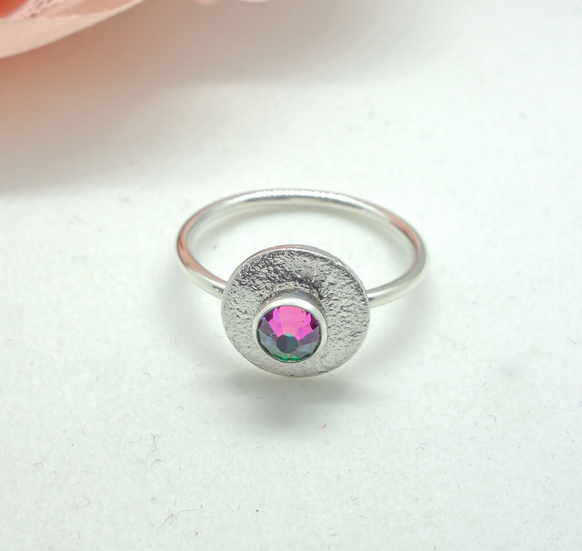 Anillo de hilo de plata 925 con cristal