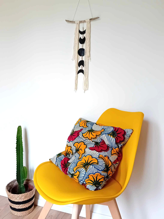 Suspension Murale Bohème Phases Lunaires en Chambre à Air et Bois flotté - Pièce Unique 