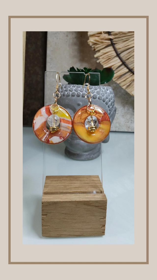 Boucles d&#039;oreilles sunset pop rond perlé 