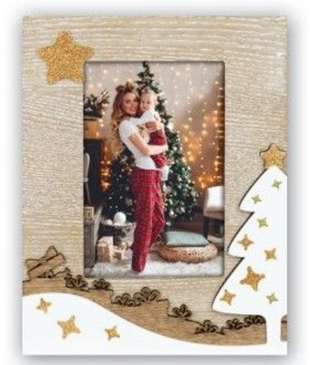 CADRE BOIS NOEL SESTRIERE VERTICAL AVEC PHOTO PERSONNALISEE FORMAT 10x15 