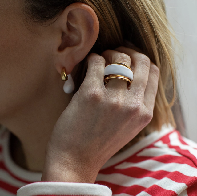 CHALK enamel ring - white