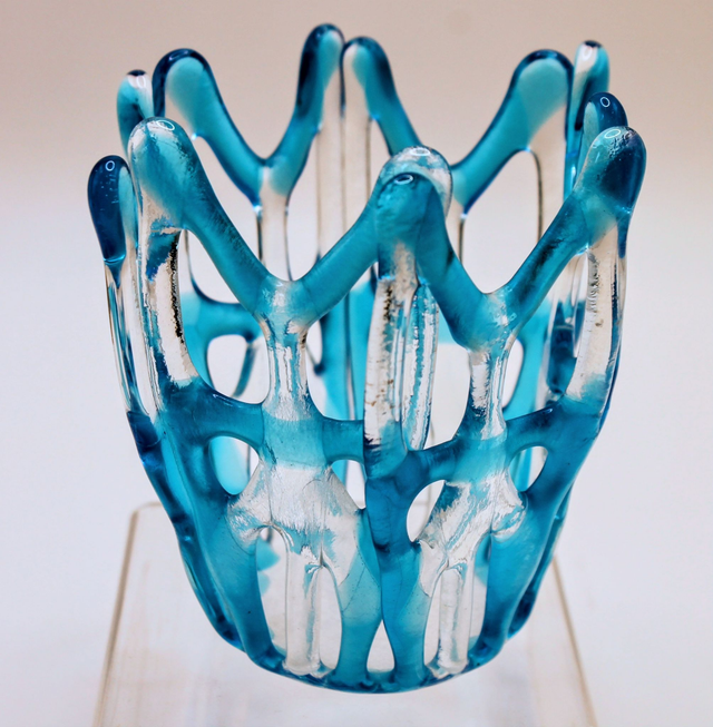 Open Weave Candle Holder Torquoise