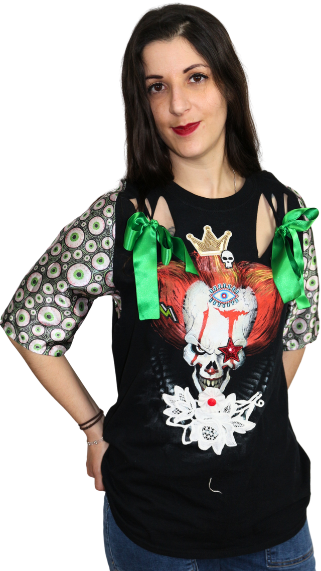 T-shirt Recyclé Taille M &quot;Clown de Ça&quot; Inspiré de Stephen King Tu Veux Un Ballon ?