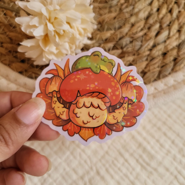 Grenouille sur le champignon