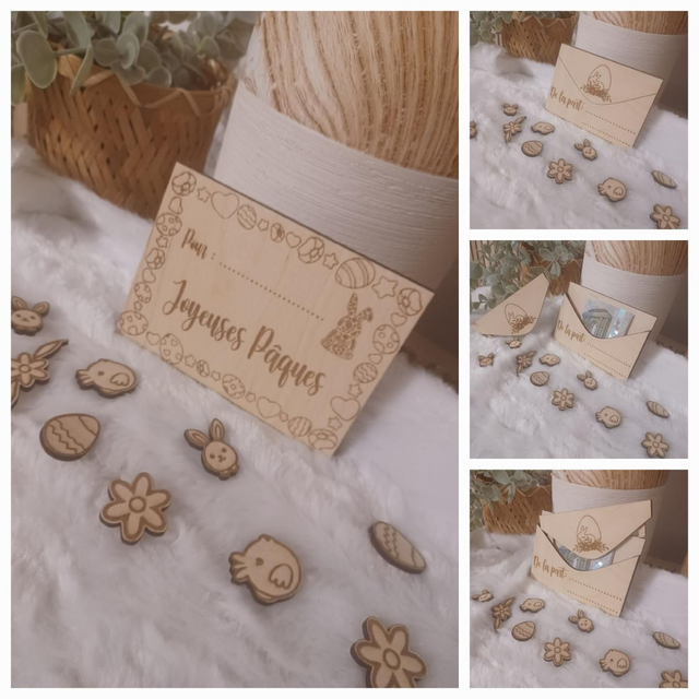 Enveloppe en bois Pâques 