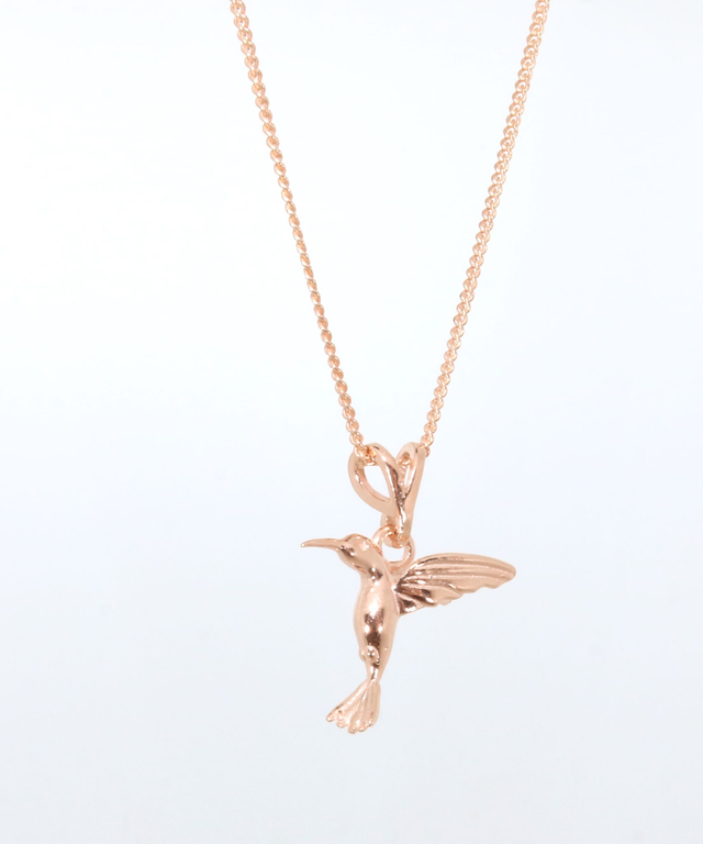 Kolibri-Anhänger aus 925 Silber rosévergoldet mit Kette 