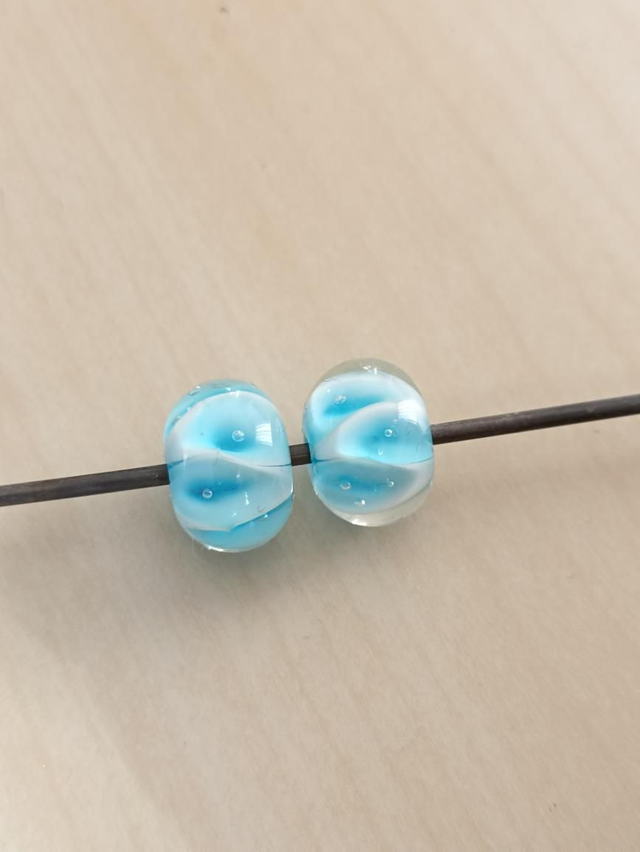 Perles en verre filé au chalumeau Turquoise 
