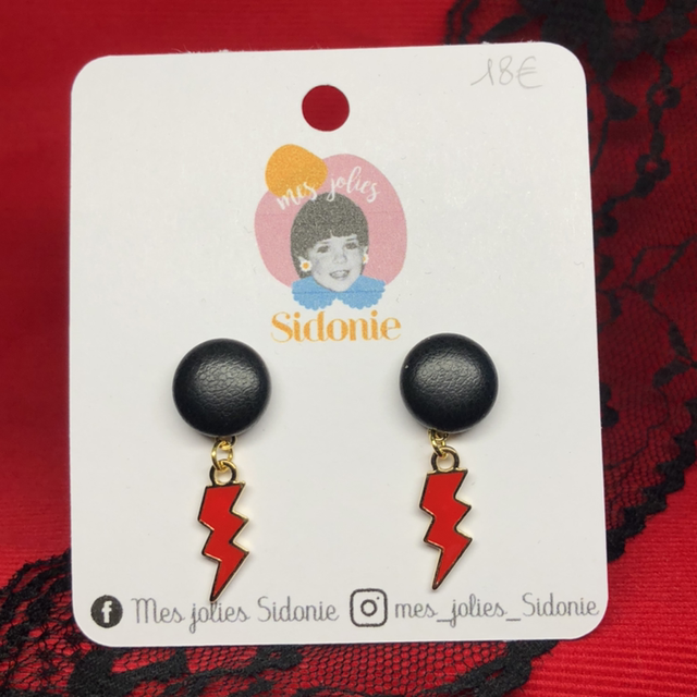 Baby cuir noir éclair rouge