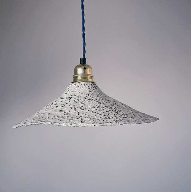 Abat jour suspension papier mâché London gris foncé marbré beige