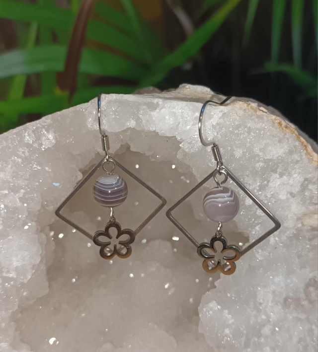 Boucles d’oreilles en Agate Botswana