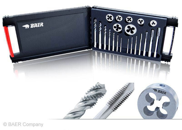 BAER Set HSS ALUMINIUM: Gewindebohrer Durchgangs- & Sackloch | Schneideisen: M 3 - 12