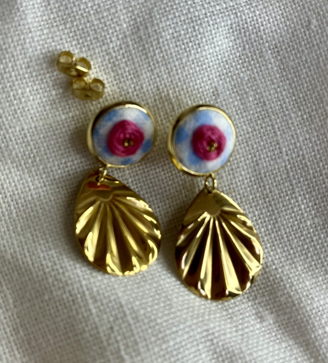 Boucles d’oreilles *Rosalie* Bleu/Rose