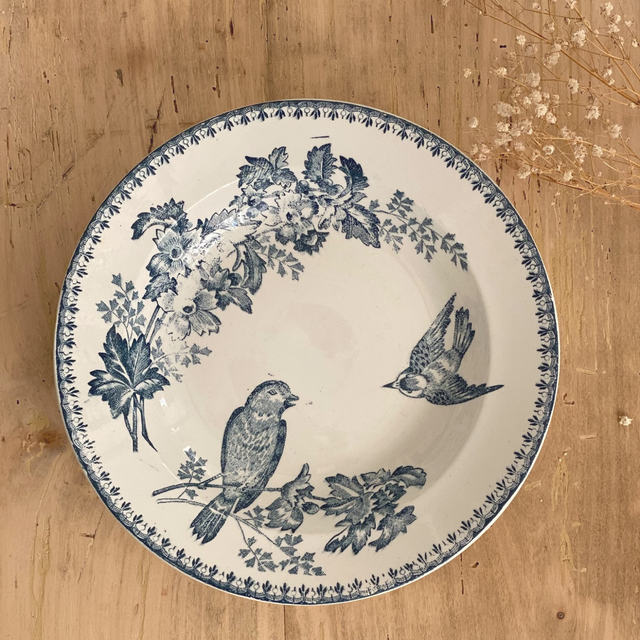 Assiettes Longwy Mésange creuses (x3)