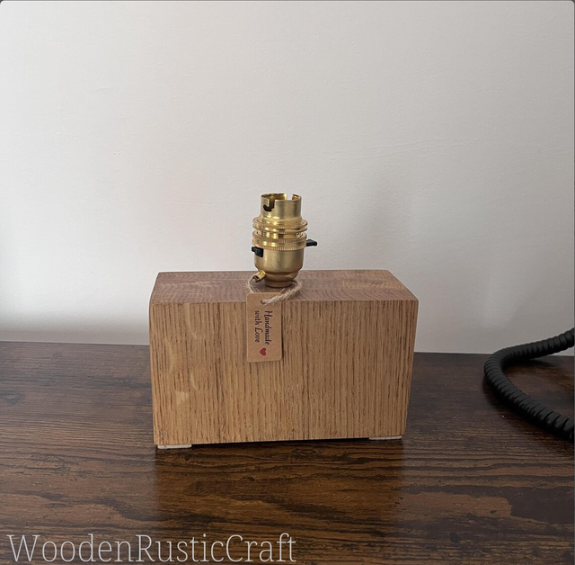 Solid Oak Bedside Lamp Base | Rustic Lamp Base