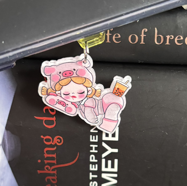Cute Sleeping Girl Boba Kindle Charm