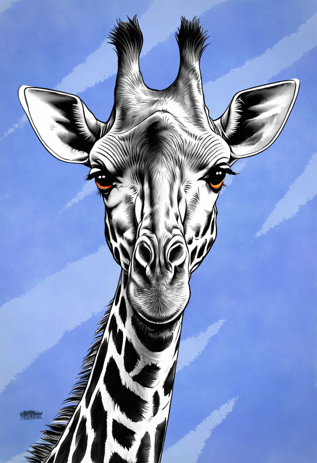 Tableau Girafe Noir &amp; Blanc 🦒 | Art Animalier Moderne – Décoration Murale Élégante 🖤