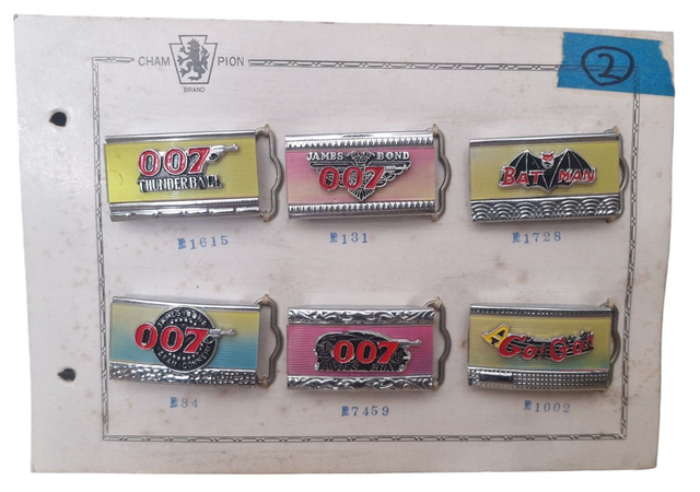 Batman and James Bond children&#039;s tiny buckle set made by Champion