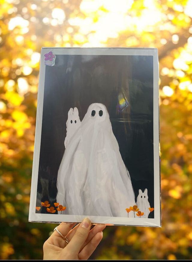 Print - Affiches Fantôme mignon et ses lapins fantômes